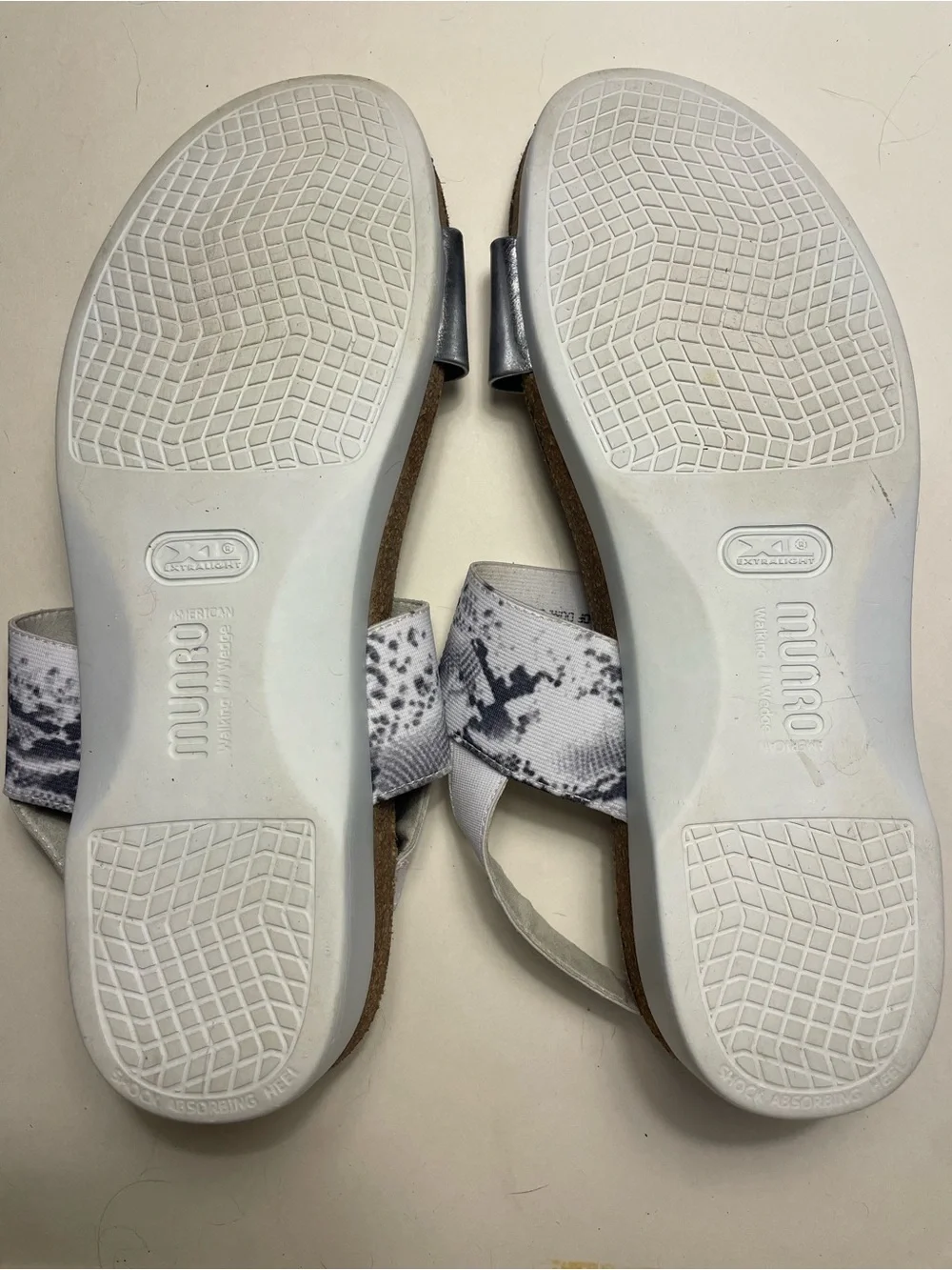 Munro Pisces Silver Metallic & White Snake Slingback Sandals size 9.5